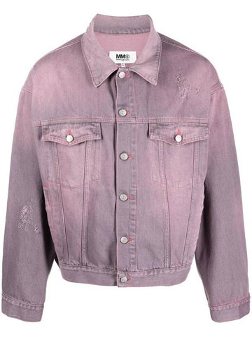 Overdyed Distressed Finish Denim Jacket Pink - MAISON MARGIELA - BALAAN 1