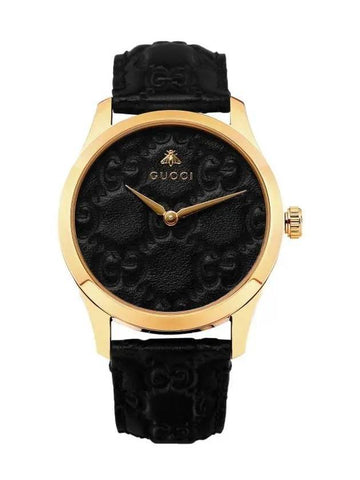 G Timeless Quartz Leather Watch Black - GUCCI - BALAAN 1