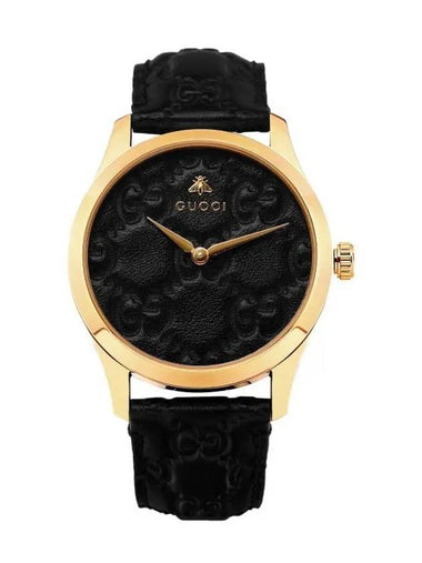 G Timeless Quartz Leather Watch Black - GUCCI - BALAAN 1