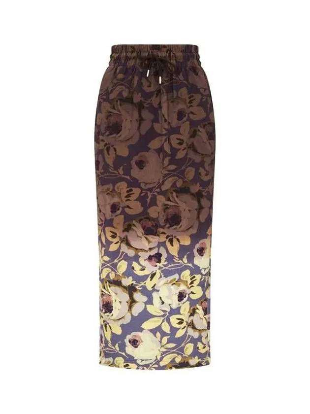 Women s Rose Pattern Banded Skirt Brown - DRIES VAN NOTEN - BALAAN 1