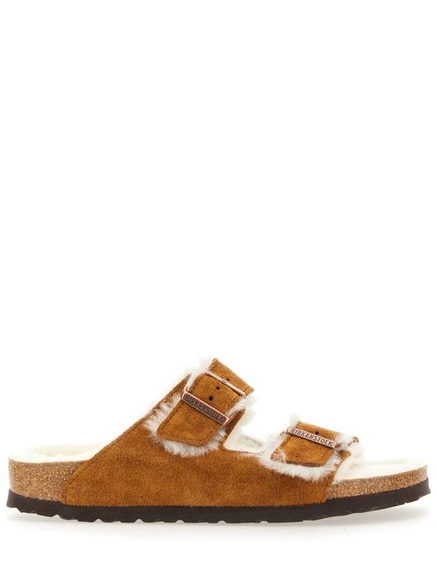 Arizona Shearling Suede Slippers Mink - BIRKENSTOCK - BALAAN 2