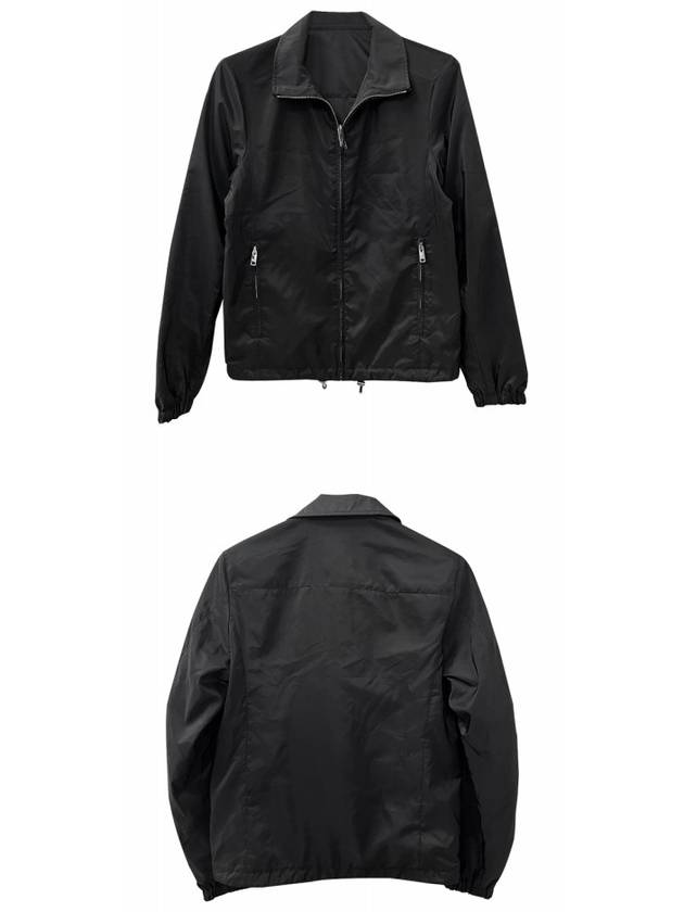 Triangle Logo Reversible Zip-Up Jacket Black - PRADA - BALAAN 5