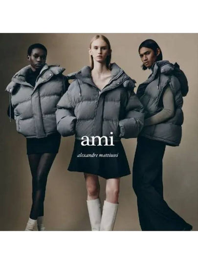 Oversized Nylon Puffer Down Jacket Grey - AMI - BALAAN 2