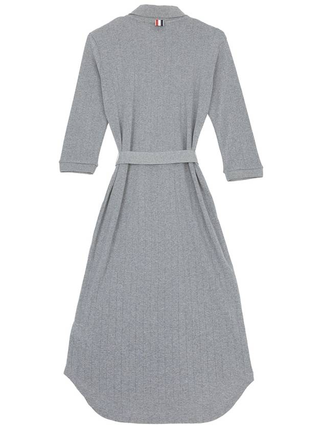 Women's Belted Shirt Midi Dress Grey - THOM BROWNE - BALAAN 4