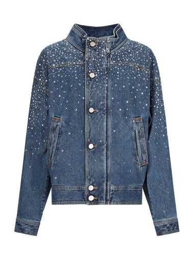 DENIM BOMBER WITH RHINESTONE - ALESSANDRA RICH - BALAAN 1