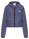 Technical Fabric Logo Hooded Jacket Blue - MIU MIU - BALAAN 2