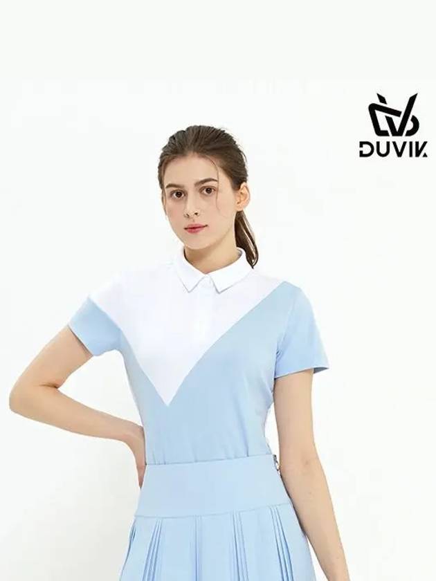 cotton block color scheme Y-collar short-sleeved T-shirt DD2WTS103BK - DUVIK - BALAAN 3