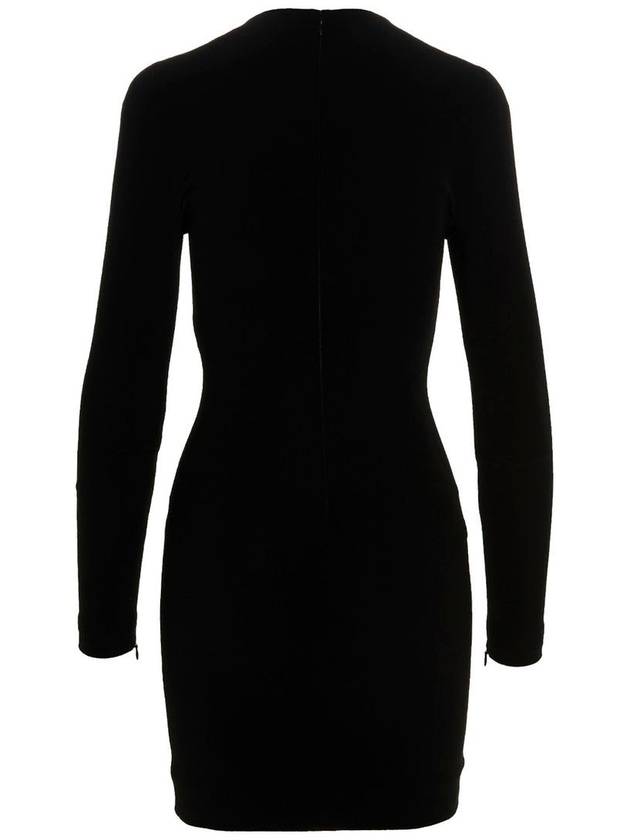 Women's Shoulder Pad Crew Neck Midi Dress Black - BALENCIAGA - BALAAN 3