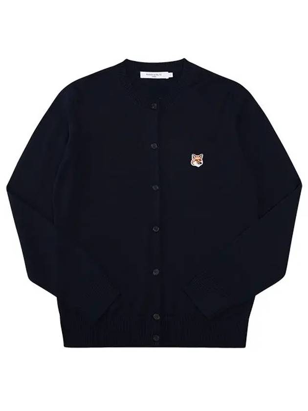 Fox Head Patch Adjusted Round Neck Cardigan Navy - MAISON KITSUNE - BALAAN 3