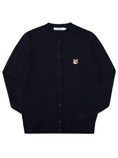 Fox Head Patch Adjusted Round Neck Cardigan Navy - MAISON KITSUNE - BALAAN 2