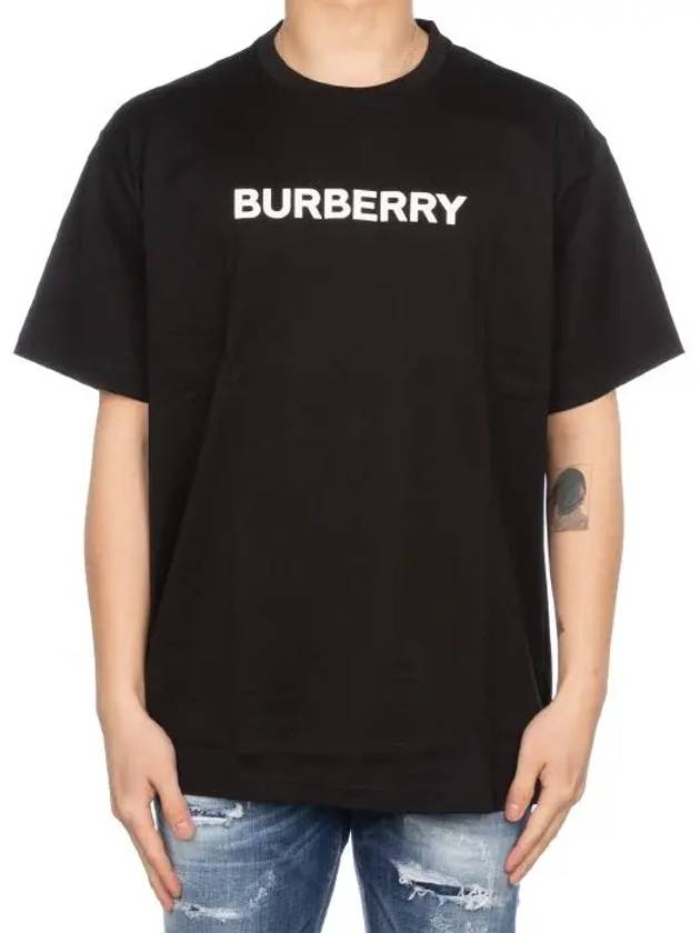 Logo Print Cotton Oversized Short Sleeve T-Shirt Black - BURBERRY - BALAAN 5