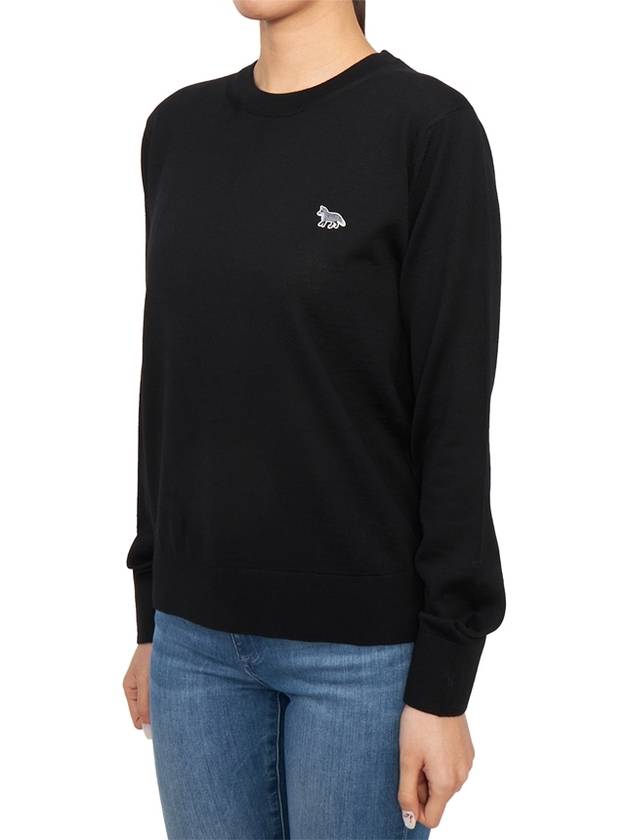 Women's Baby Fox Patch Regular Knit Top Black - MAISON KITSUNE - BALAAN 3