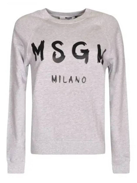 Milano Brushed Logo Print Crew Neck Sweatshirt Grey - MSGM - BALAAN 2