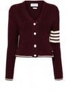 4 Bar Cable Wool Crop Cardigan Red - THOM BROWNE - BALAAN 2