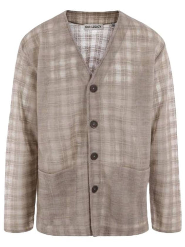 Men's Check Relaxed Fit Cardigan Grey - OUR LEGACY - BALAAN 1