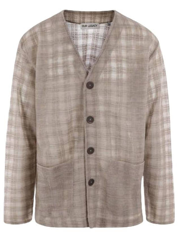 Men's Check Relaxed Fit Cardigan Gray - OUR LEGACY - BALAAN 1