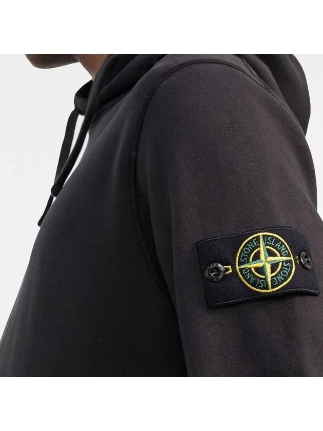 Wappen Patch Cotton Fleece Hoodie Black - STONE ISLAND - BALAAN 8