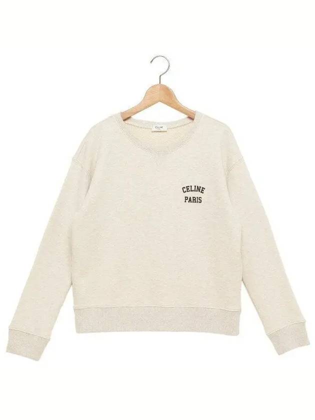 Logo Print Cotton Fleece Loose Sweatshirt Cream - CELINE - BALAAN 2