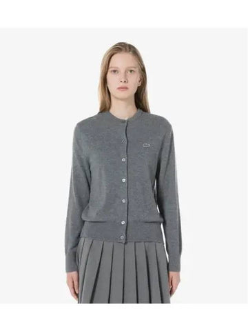 Women s Basic Crew Neck Cardigan Gray - LACOSTE - BALAAN 1