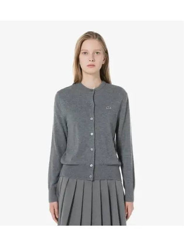 Women s Basic Crew Neck Cardigan Gray - LACOSTE - BALAAN 1