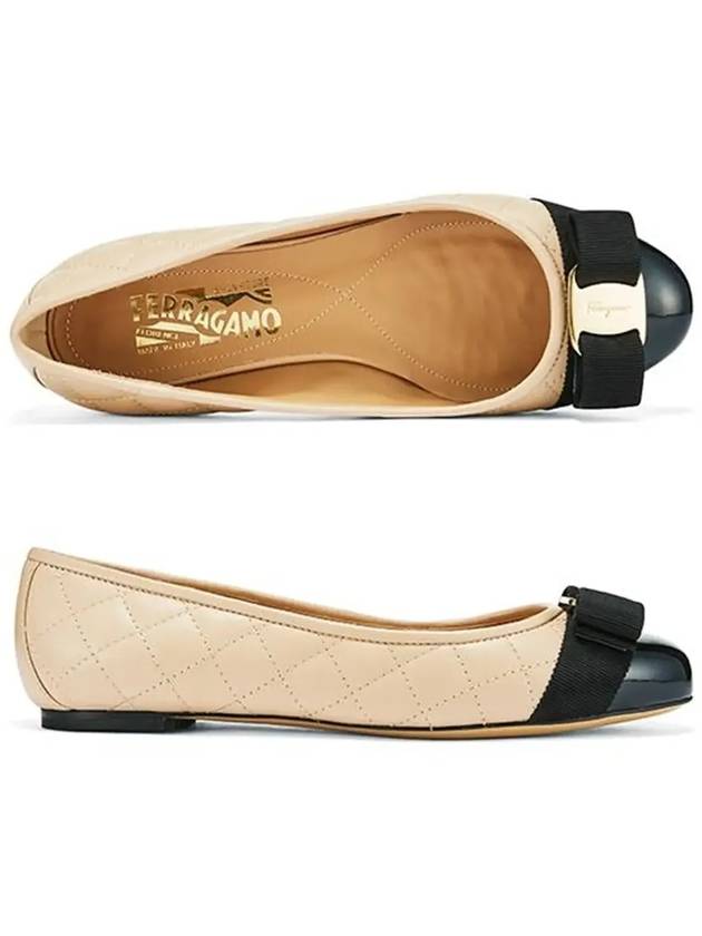 Varina Quilting Leather Ballet Flat New Bisque - SALVATORE FERRAGAMO - BALAAN 6