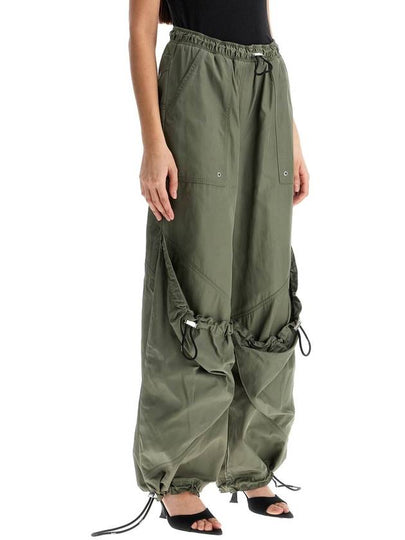 wide leg high-waisted pants with adjustable elastic in military green - THE ATTICO - BALAAN 2