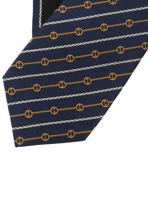 Round Interlocking G Rope Silk Tie Blue Yellow - GUCCI - BALAAN 4