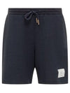 Men's Textured Cotton Shorts Navy - THOM BROWNE - BALAAN 2