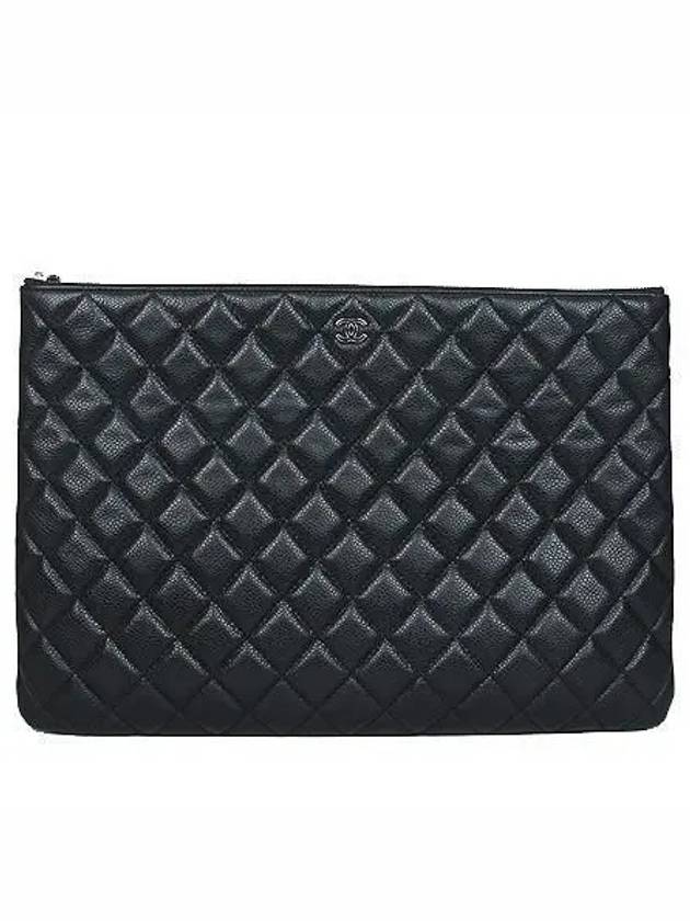 A69251 Black Caviar Beauty CC Silver Logo Large Clutch - CHANEL - BALAAN 1