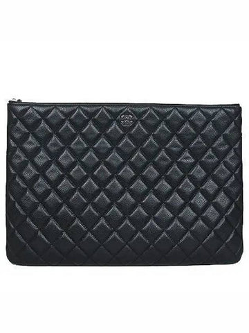 A69251 Black Caviar Beauty CC Silver Logo Large Clutch - CHANEL - BALAAN 1