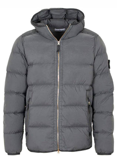 Seamless Logo Nylon Hooded Down Jacket Medium Grey - STONE ISLAND - BALAAN 2