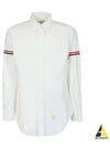 Oxford Striped Grosgrain Armband Classic Long Sleeve Shirt White - THOM BROWNE - BALAAN 2