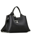 Logo Charm Leather Micro Tote Bag Black - TOD'S - BALAAN 3