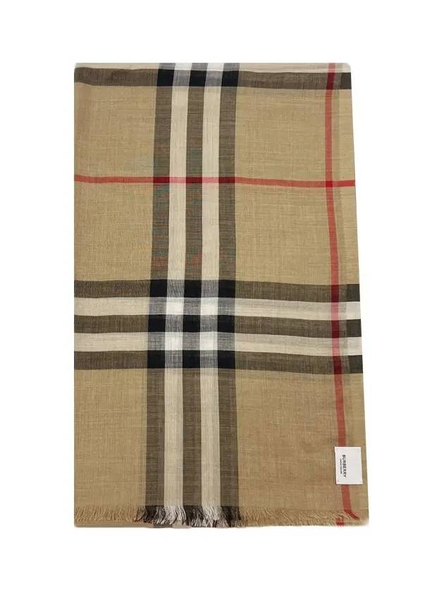 Check Wool Silk Scarf Beige - BURBERRY - BALAAN 3