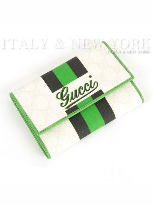 Logo Tri-Fold Half Wallet Green White - GUCCI - BALAAN 1