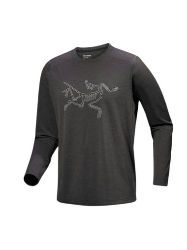 Cormac Logo Long Sleeve T-Shirt Black Heather - ARC'TERYX - BALAAN 1