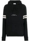 Embroidered Logo Hoodie Black - SAINT LAURENT - BALAAN 2