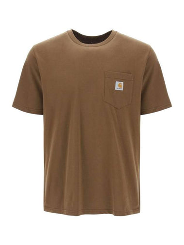 Pocket Short Sleeve T-Shirt Brown - CARHARTT WIP - BALAAN 1