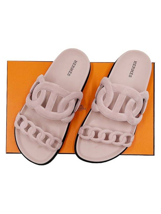 Extra Suede Sandals Rose Porcelaine - HERMES - BALAAN 2