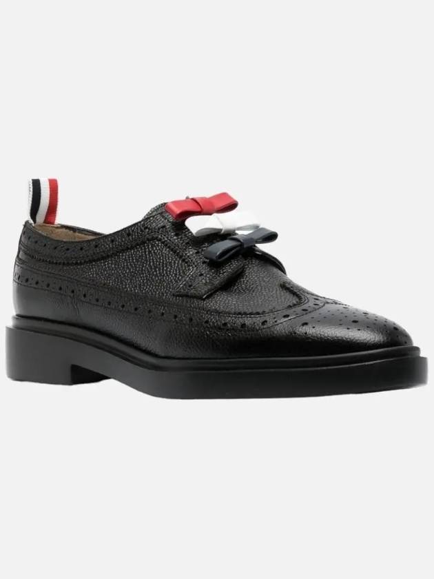 Women's Peple Grain 3 Bow Long Wing Derby Black - THOM BROWNE - BALAAN 3