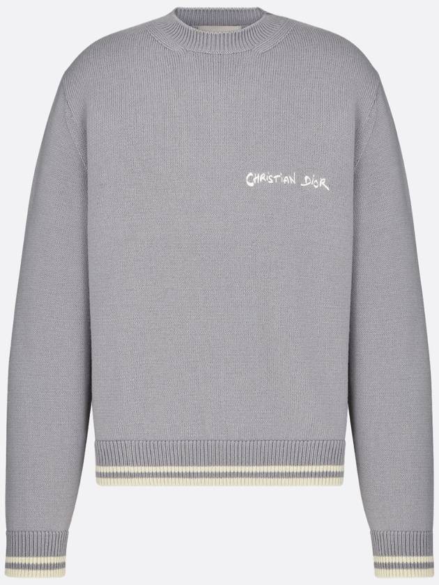 Embroidered Tag Logo Knit Top Grey - DIOR - BALAAN 2