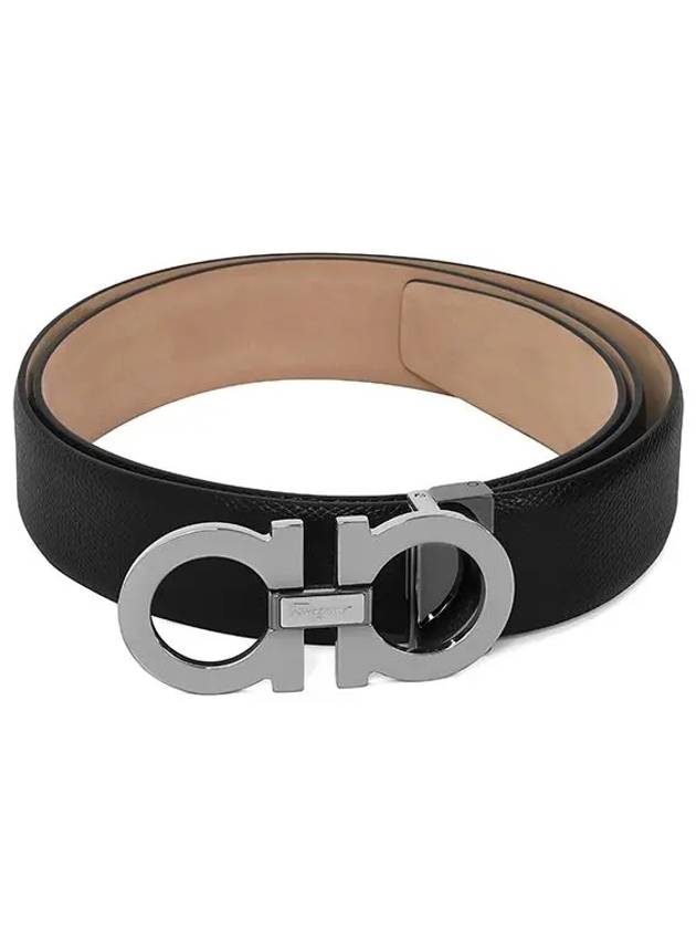 Reversible Gancini Leather Belt Black - SALVATORE FERRAGAMO - BALAAN 6