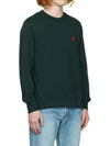 Small Heart Logo Long Sleeve T-Shirt Green - AMI - BALAAN 5