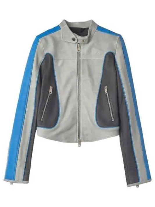 fox biker jacket light blue rider leather - DIESEL - BALAAN 1