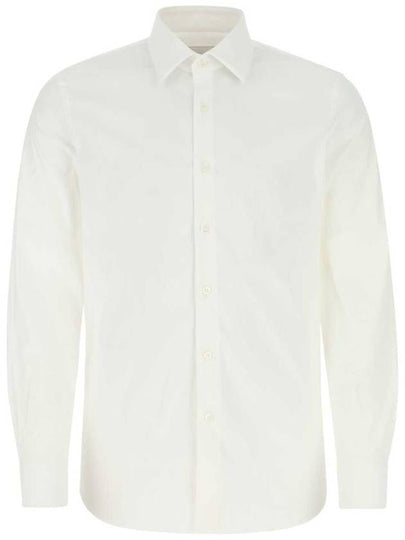 Stretch Cotton Long Sleeve Shirt White - PRADA - BALAAN 2