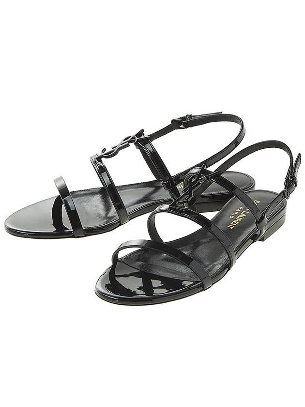 Cassandra Monogram Leather Sandals Black - SAINT LAURENT - BALAAN 2