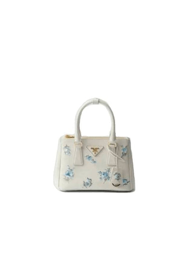 Galleria Print Brushed Leather Mini Bag White - PRADA - BALAAN 1