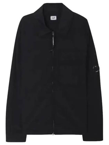 Lens Wappen Flat Pocket Nylon Shirt Jacket Black - CP COMPANY - BALAAN 1