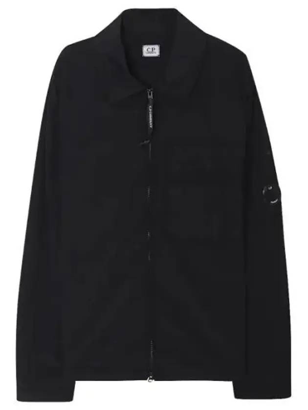 Lens Wappen Flat Pocket Nylon Shirt Zip Up Jacket Black - CP COMPANY - BALAAN 1