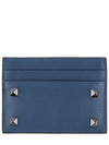 Rockstud Calfskin Card Wallet Navy - VALENTINO - BALAAN 2